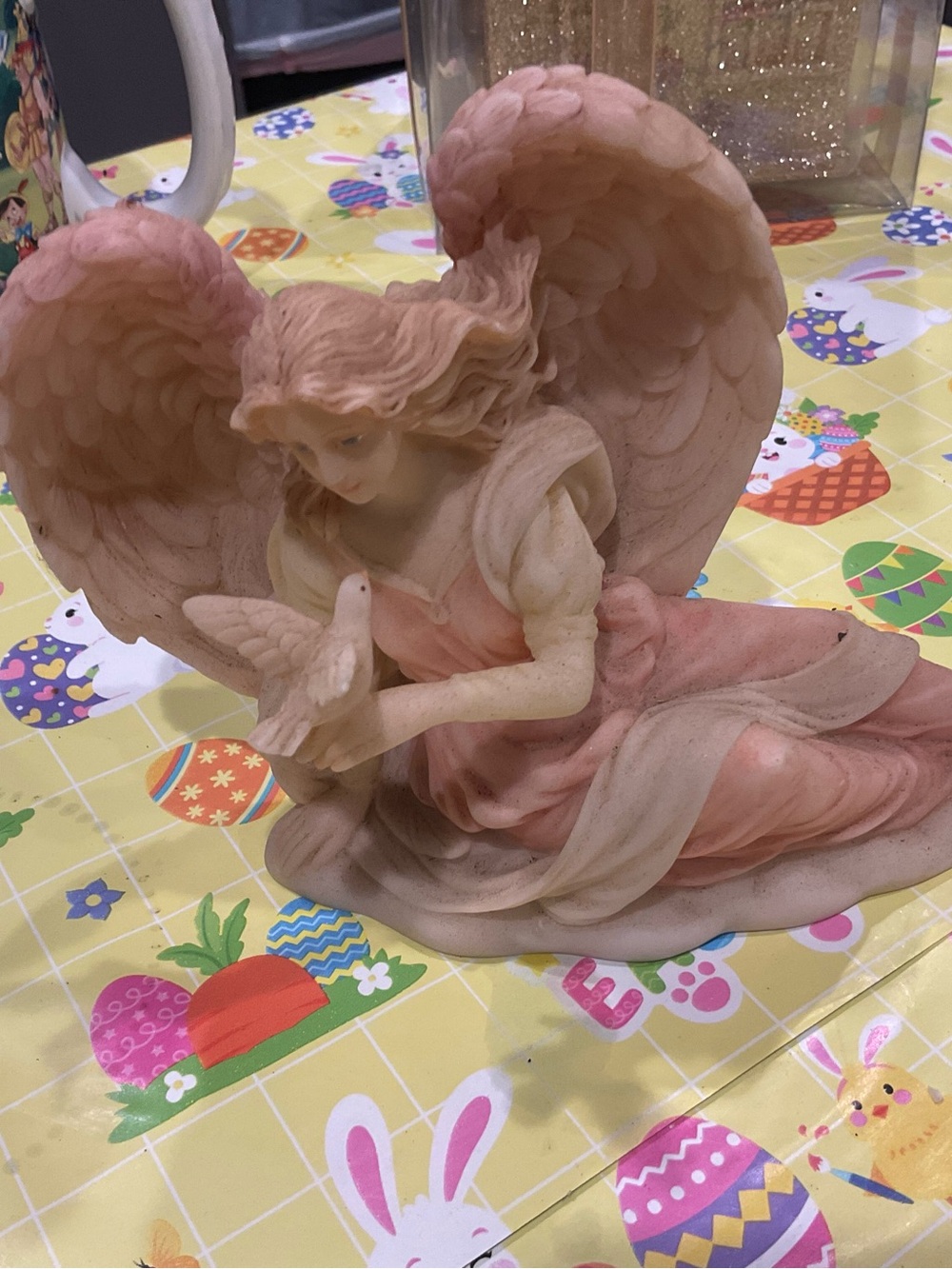 BOX # 1- Angel Figurine Statue with Dove - Decorative  Accent 6.5 ANGEL OF MERCY